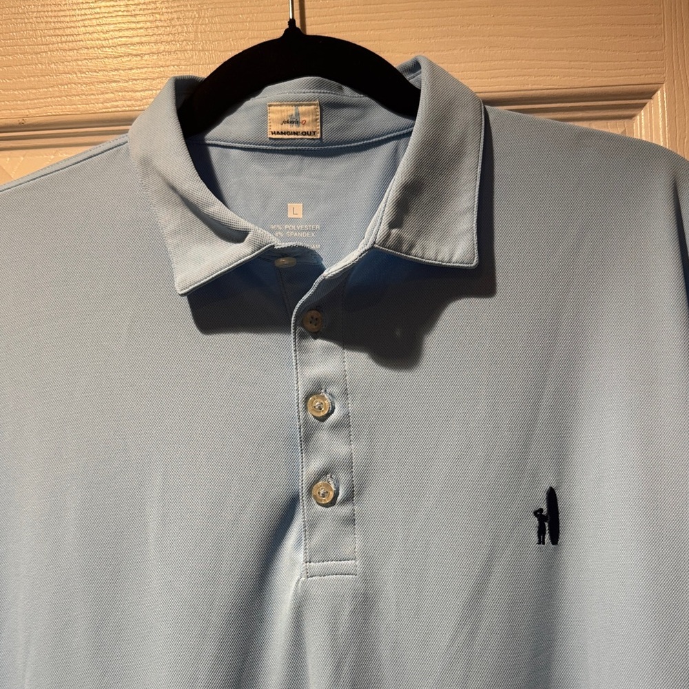 johnnie-O Men’s Light Blue Polo with Navy Logo